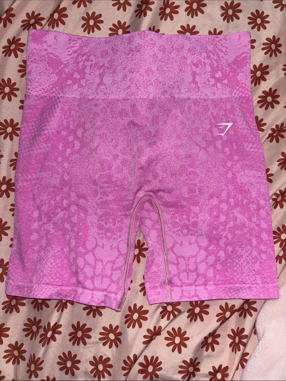 Gymshark Pink Patterned High-Waist Bike Shorts